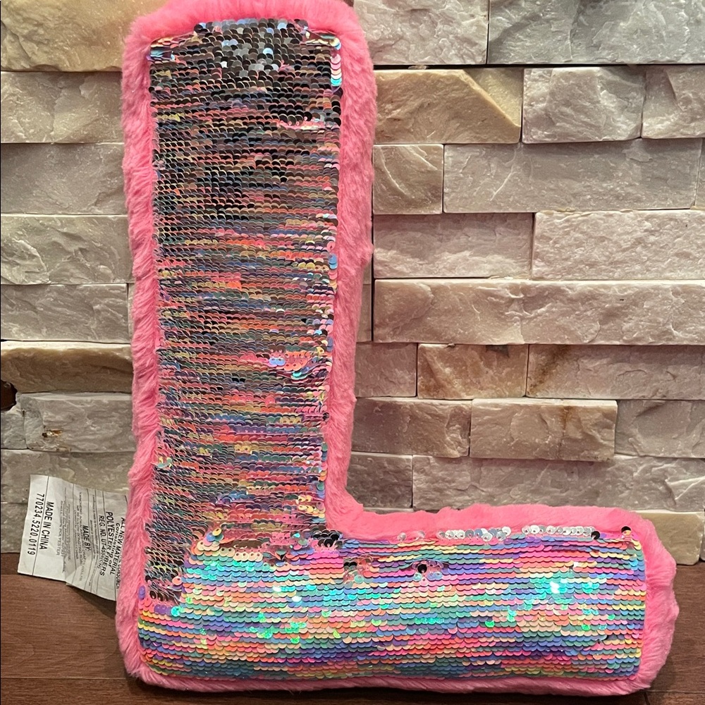 Justice Pink Sequin Letter Pillow